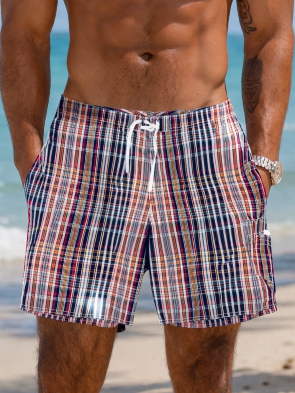 Polo Ralph Lauren Mens Plaid Board Quick-Dry Unlined Swim Trunks Shorts‎ U.S. 40